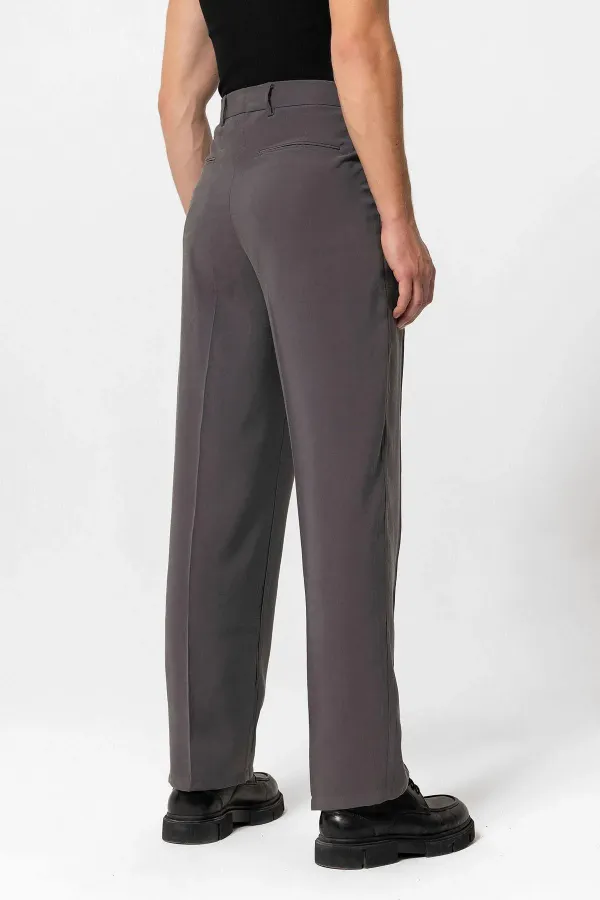 Antioch Antrasit Yüksek Bel Pileli Baggy Erkek Pantolon