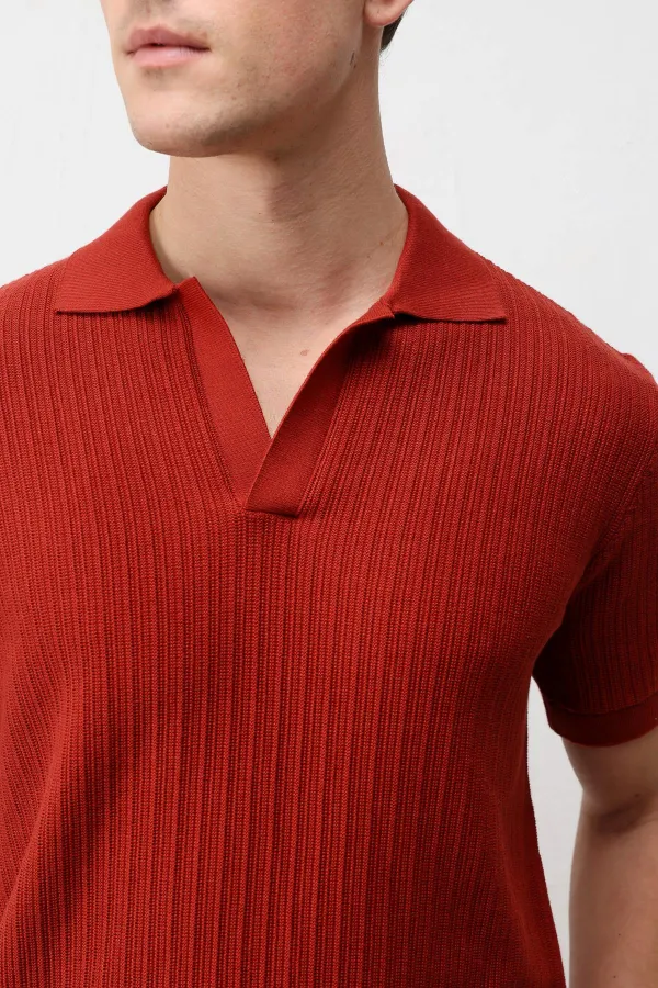 Antioch Kırmızı Premium Dokulu Erkek Triko T-Shirt