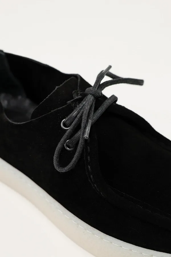 Antioch Siyah Yumuşak Dikişli Burun Deri Ayakkabı