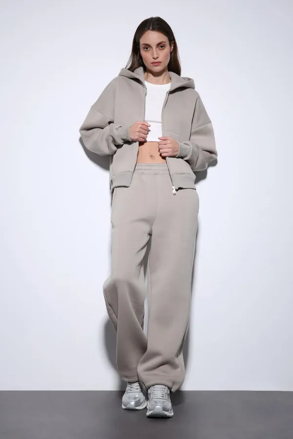 Antioch Light Mink Zip-Up Hooded Women's Sweatshirt