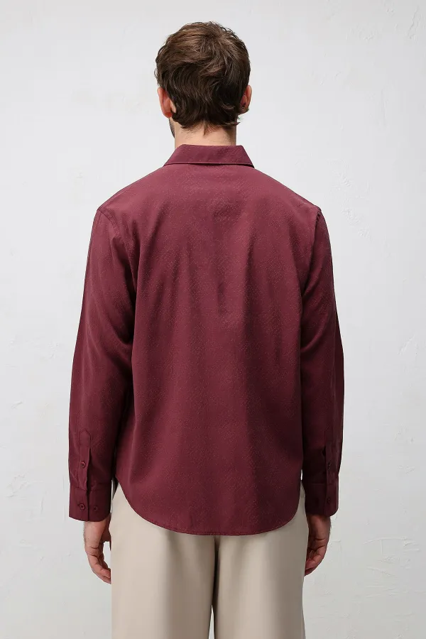 Antioch Burgundy Modal Blend Textured Men's Shirt