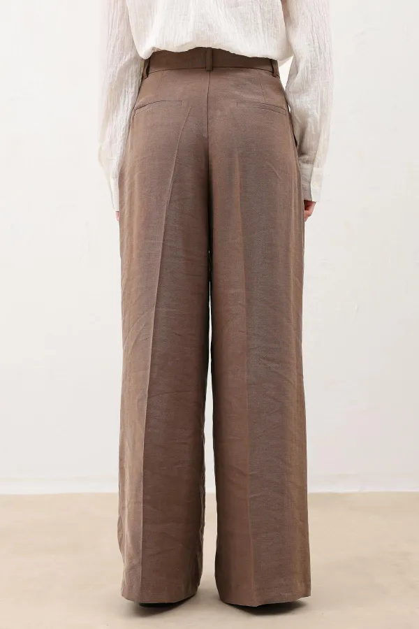 Antioch Coffee Pleated Palazzo Women's Trousers