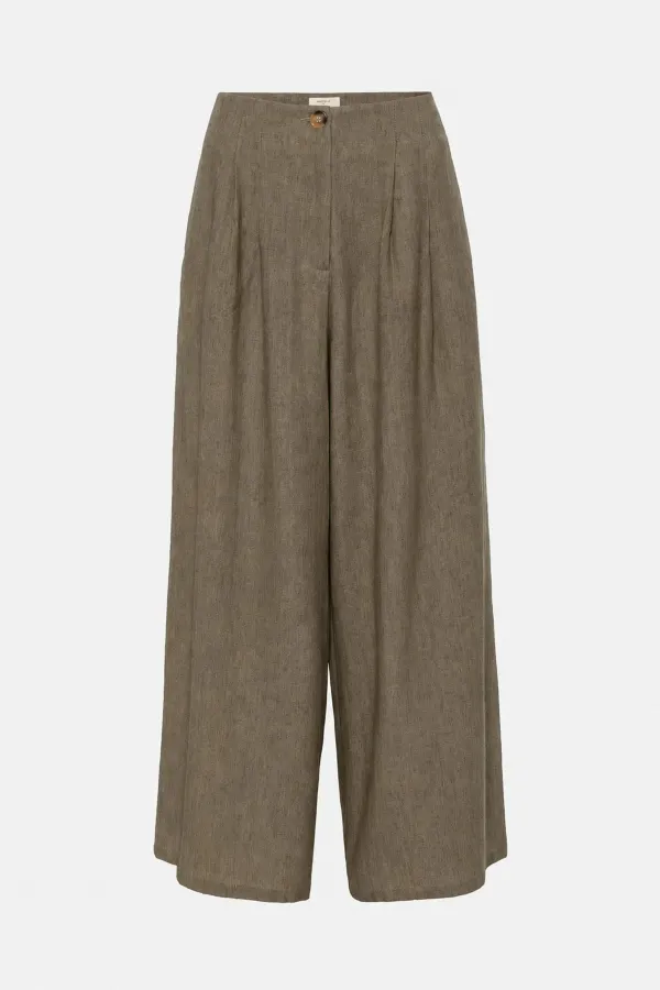 Antioch Khaki Linen Blend Women's Culotte Pants Antioch Khaki Linen Blend Women's Culotte Pants