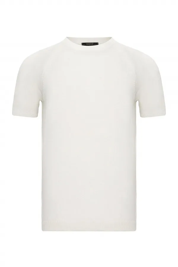 Antioch Ekru Bisiklet Yaka Triko T-Shirt