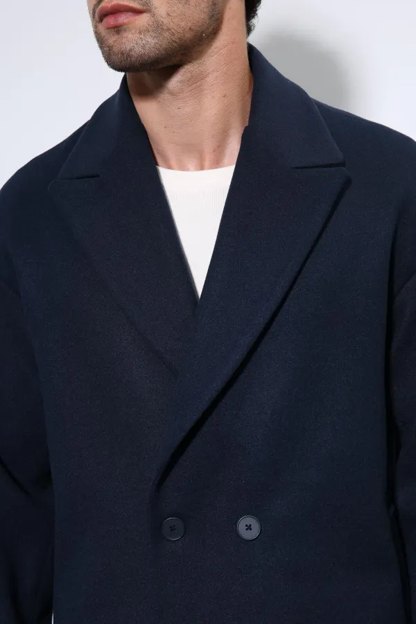 Antioch Navy Blue Oversize Double-Breasted Men's Coat