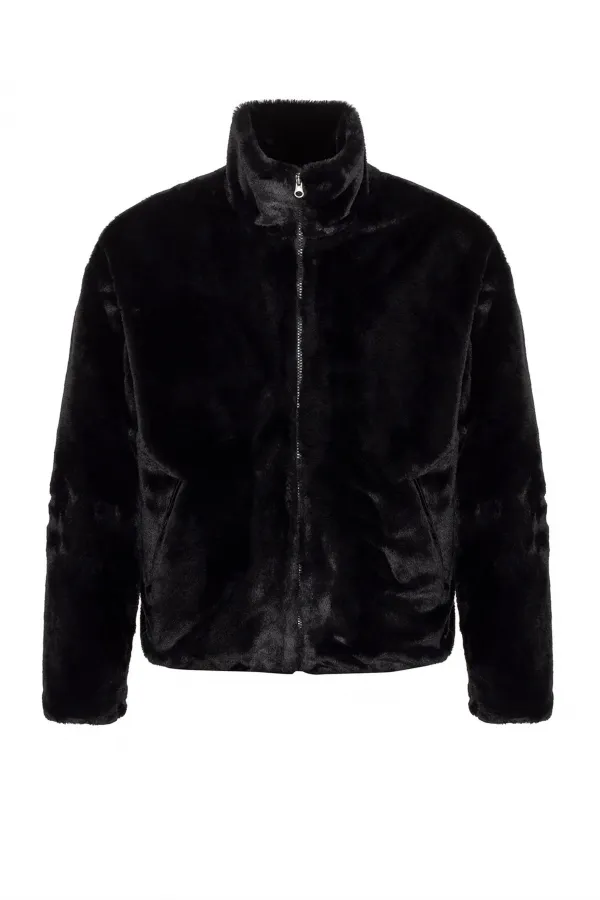 Manteau en fausse fourrure à col montant Antioch pour homme, noir