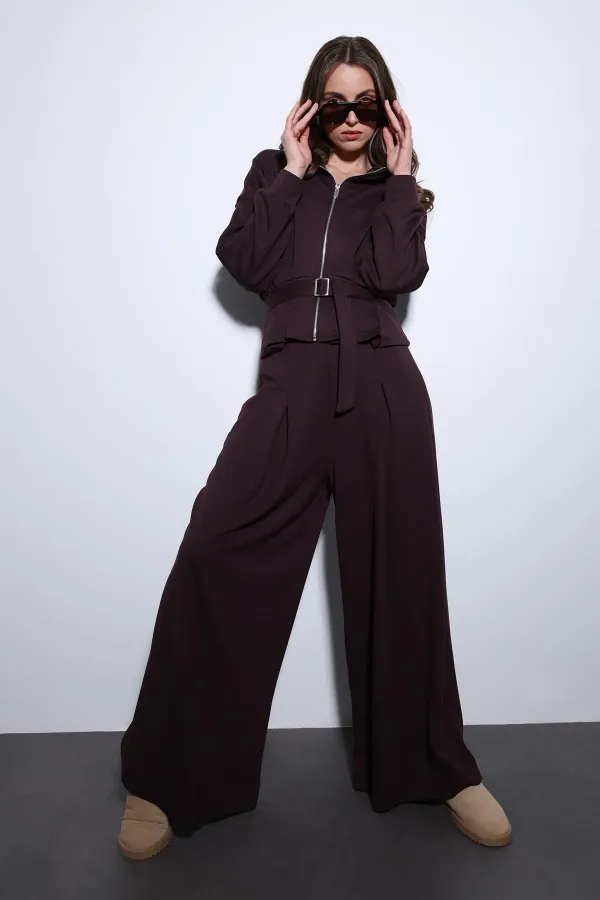 Ensemble pantalon large à ceinture Antioch Plum