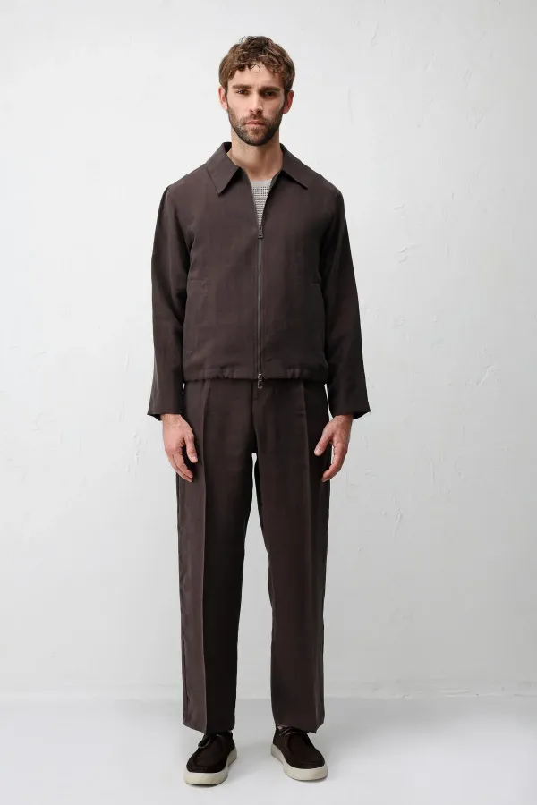 Antioch Dark Brown Lyocell Blend Men's Summer Jacket