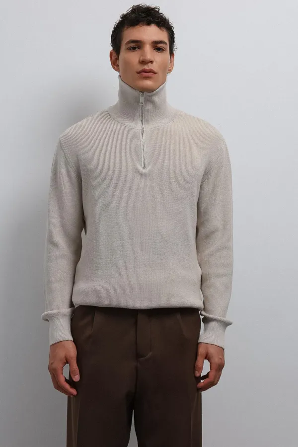 Antioch Stone Zipper Knit Men's Sweater