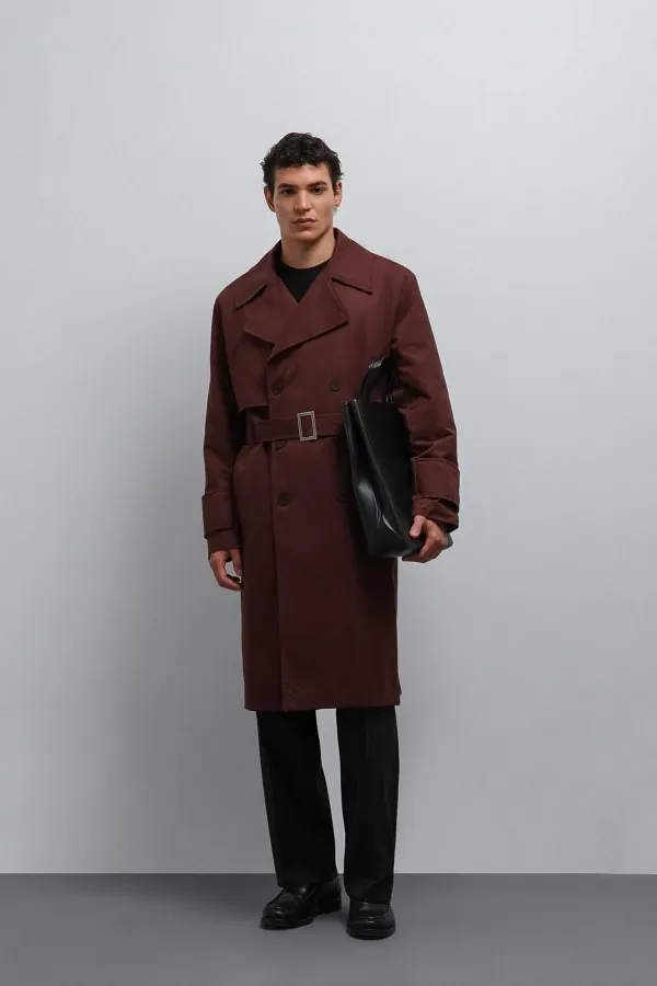 Antioch Bordo Relax Fit Erkek Trençkot