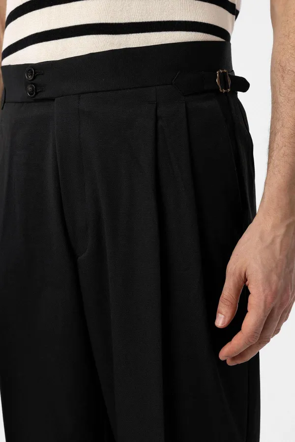 Pantalon plissé noir taille haute style italien Antioch pour homme