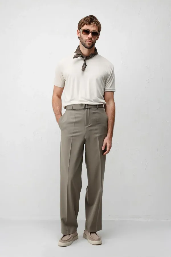 Pantalon homme Antioch kaki coupe décontractée avec ceinture