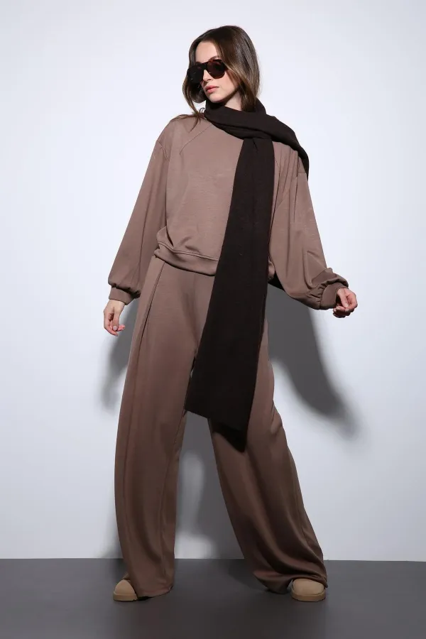 Antioch Bej Geniş Paça Relaxed Kadın Takım