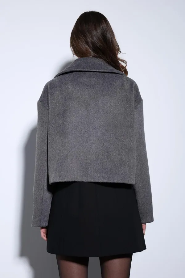 Manteau court croisé anthracite Antioch pour femme