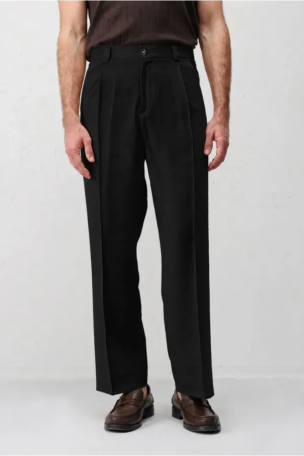 Antioch Siyah Pileli Relaxed Fit Erkek Pantolon Antioch Siyah Pileli Relaxed Fit Erkek Pantolon