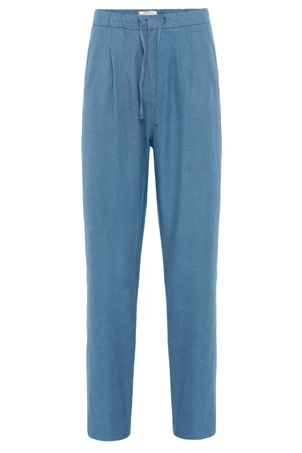 Antioch Bebe Blue Linen Blend Baggy Boys' Pants with Belt