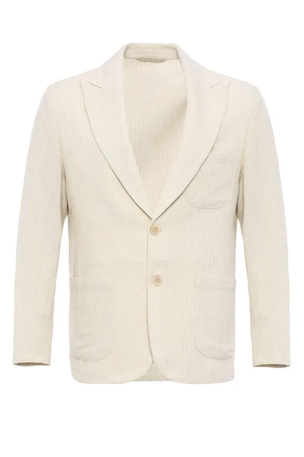 Antioch Beige Unlined Men's Blazer Jacket with Patch Pockets
