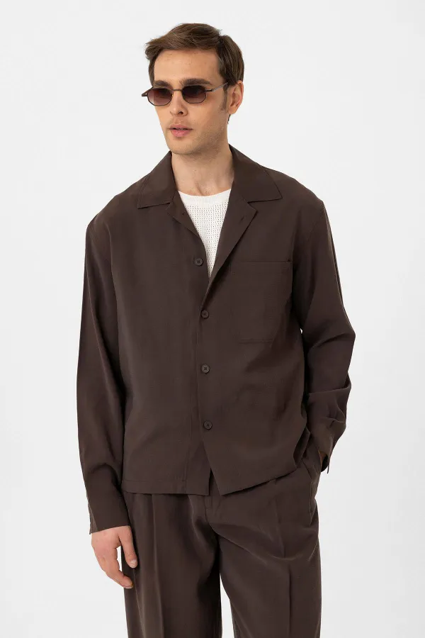 Antioch Coffee Relax Fit Modal Fabric Men's Shirt