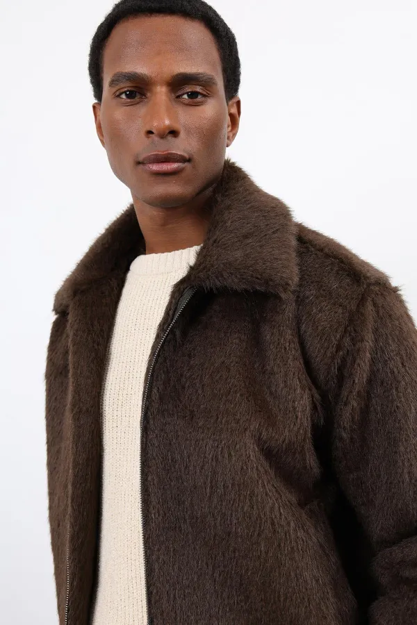 Antioch Kahve Yumuşak Dokulu Erkek Mont