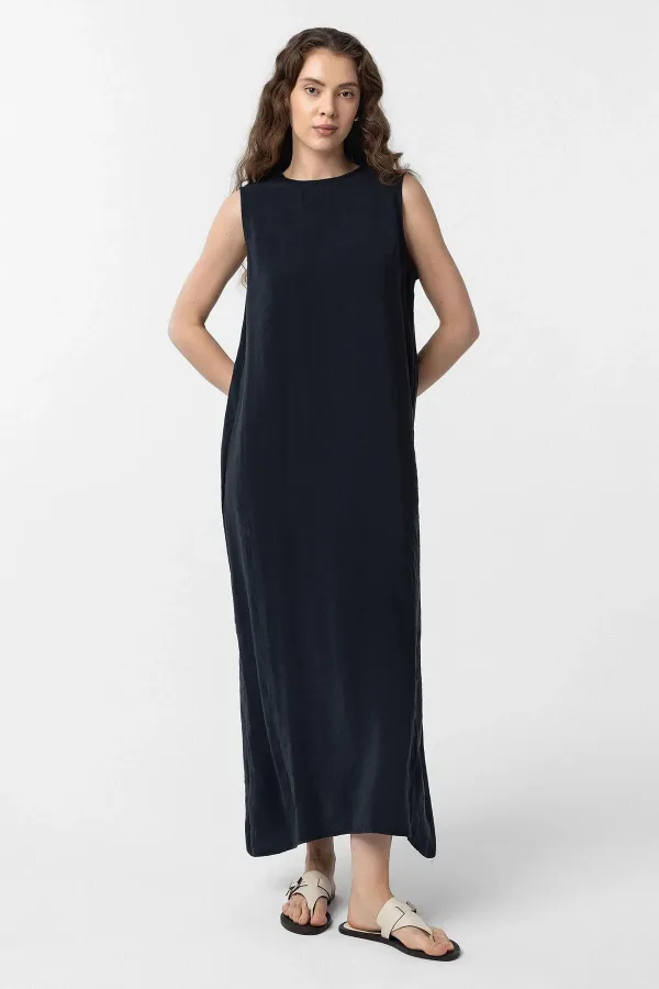 Antioch Siyah Modal Midi Kadın Elbise