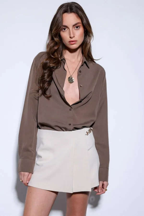 Antioch Açık Kahve Premium Kadın Gömlek