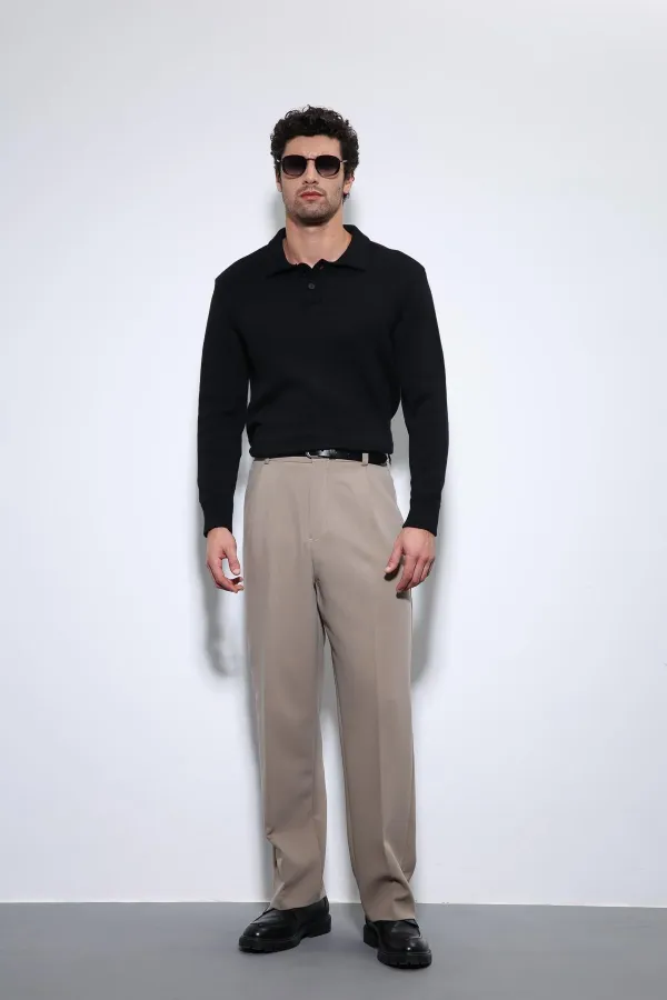 Pull basique pour homme Antioch à col polo noir