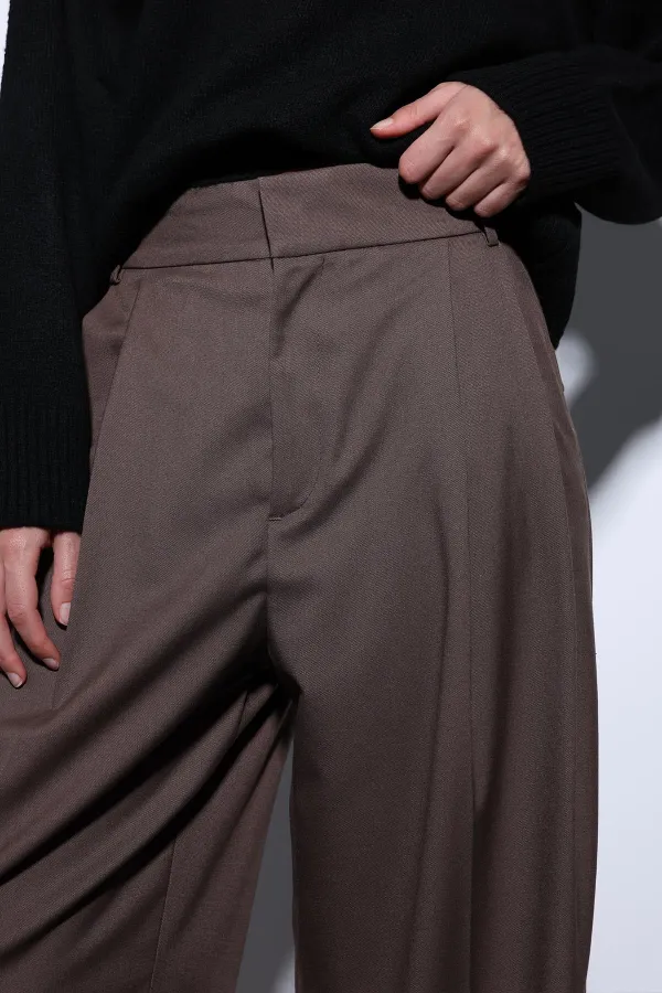 Antioch Kahve Pileli Palazzo Kadın Pantolon