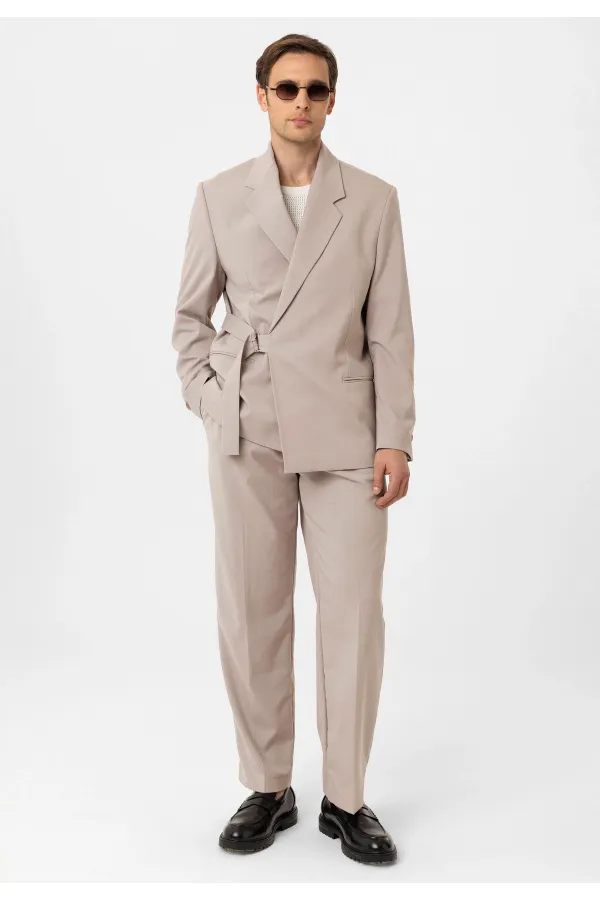 Antioch Taş Kuşaklı Relax Fit Erkek Blazer Ceket