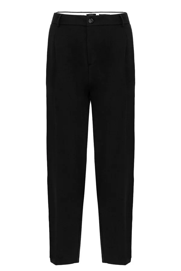 Pantalon Antioch noir à taille haute plissé et coupe décontractée pour homme