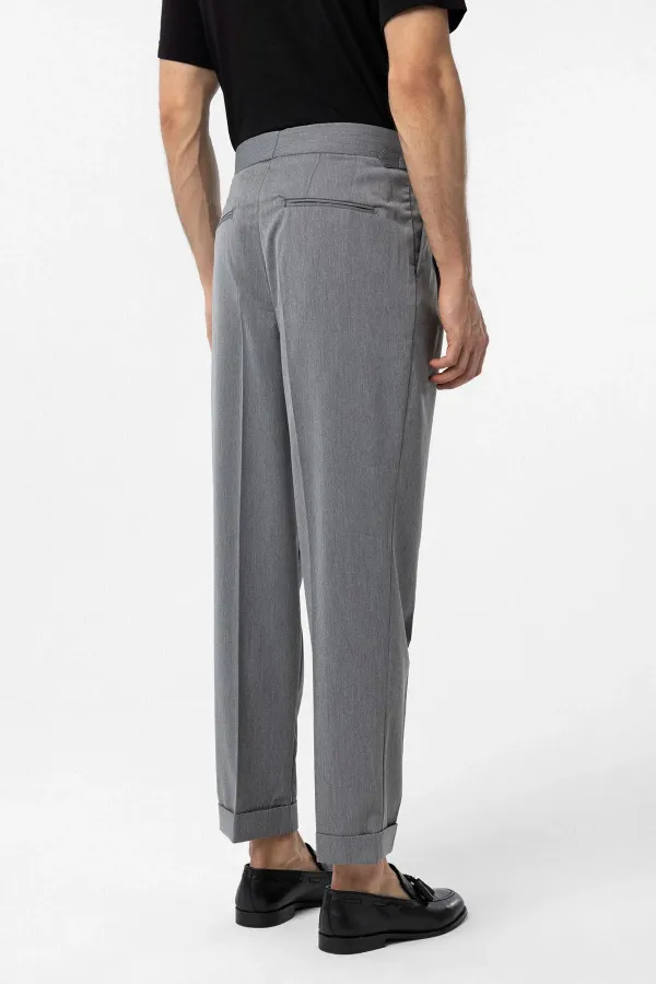 Antioch Grey High-Waisted Italian-Fit Pleated Men's Trousers