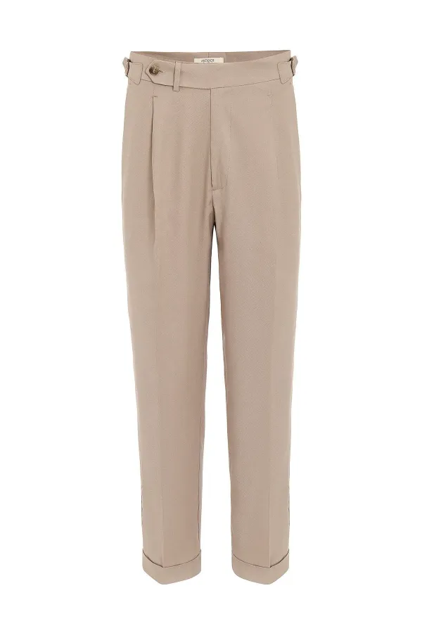 Antioch Bej İtalyan Kesim Yüksek Bel Erkek Pantolon