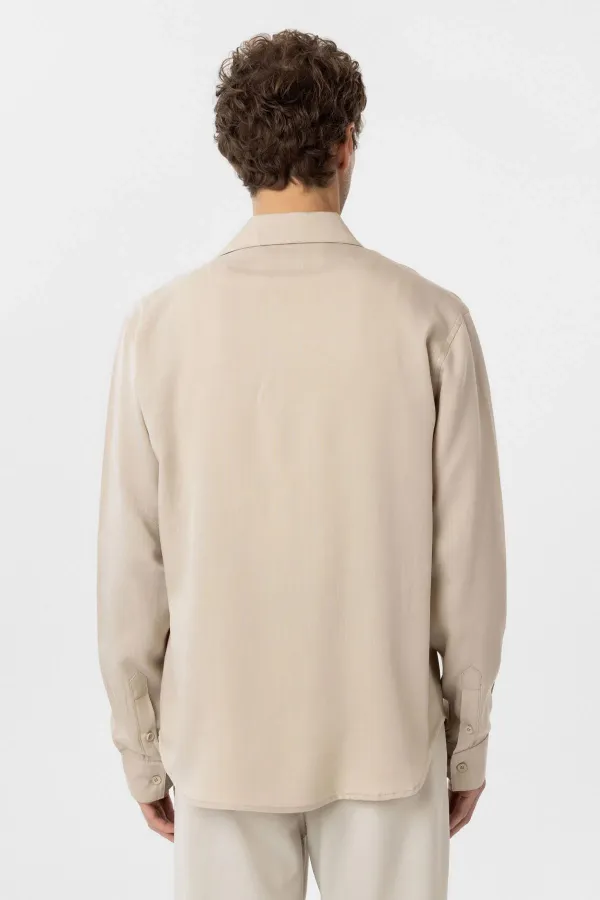 Antioch Bej Relax Fit Liyosel Kumaş Erkek Gömlek