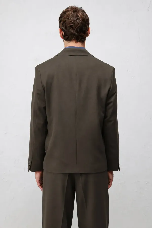 Antioch Kahve 1 Relax Fit Kruvaze Erkek Blazer Ceket