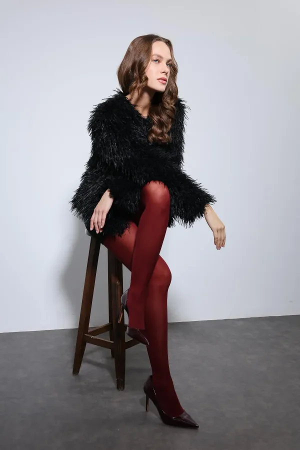 Manteau en fausse fourrure noire Antioch