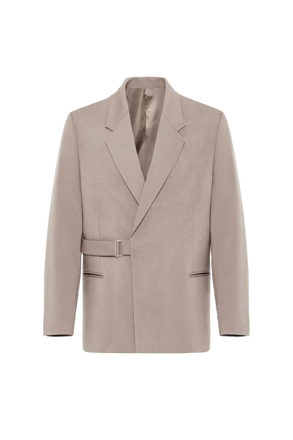 Antioch Bej Kuşaklı Relax Fit Erkek Blazer Ceket