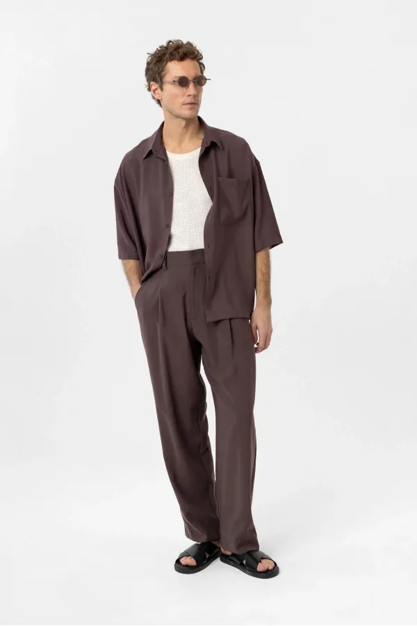 Antioch Coffee Pleated Baggy Fit Men's Trousers