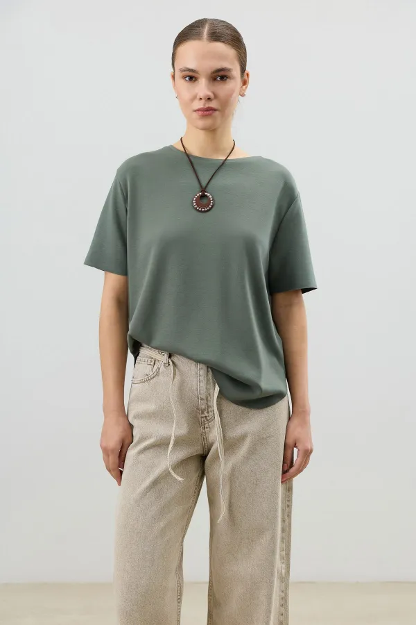 Antioch Haki Dökümlü Kadın T-Shirt