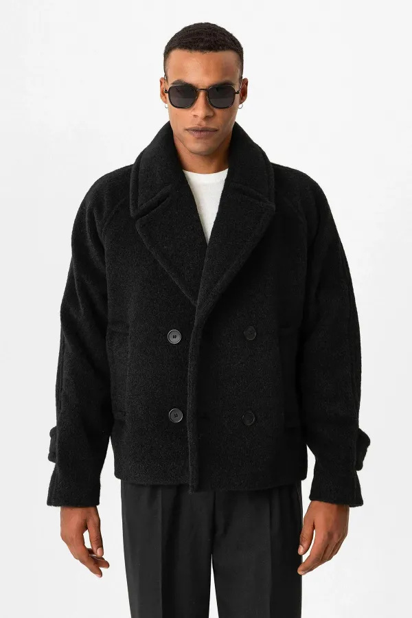 Veste courte à double boutonnage Antioch noire pour homme