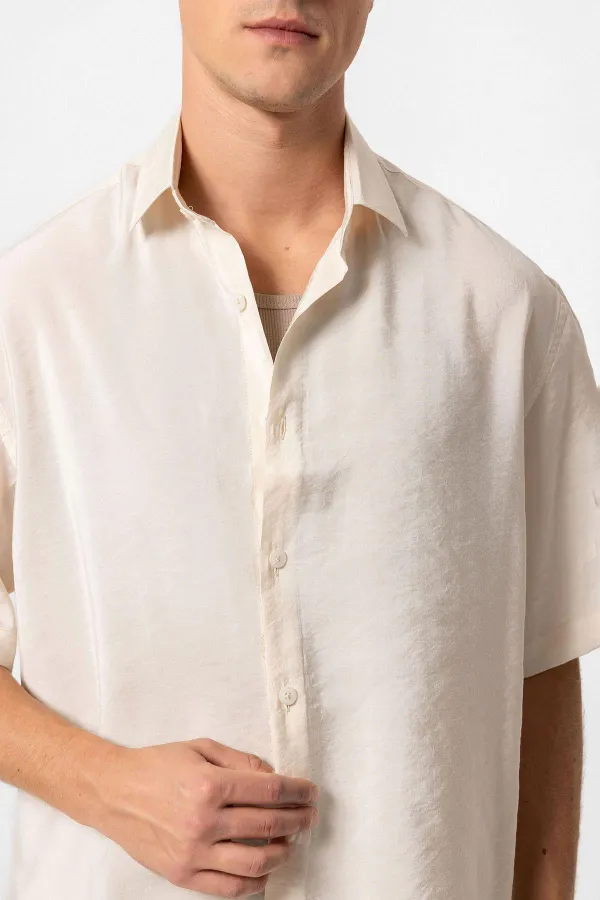 Antioch Taş Kısa Kollu Oversize Erkek Gömlek