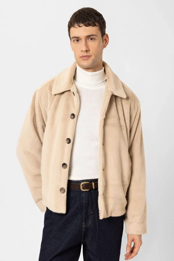 Antioch Beige Relax Fit Soft Textured Men's Jacket