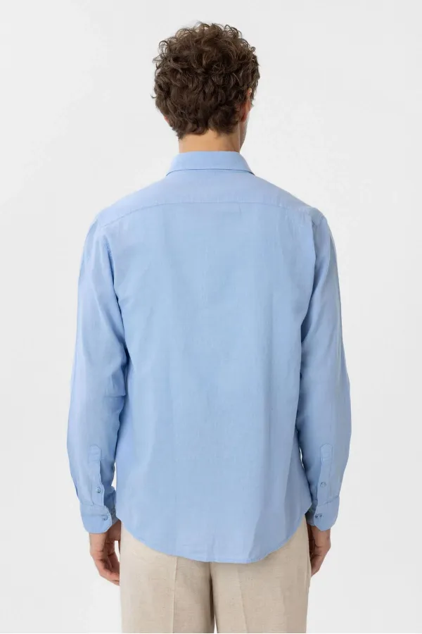 Antioch Bebe Blue Linen Blend Boys' Shirt