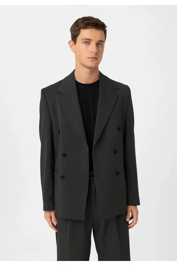 Veste blazer homme Antioch Anthracite coupe décontractée à double boutonnage