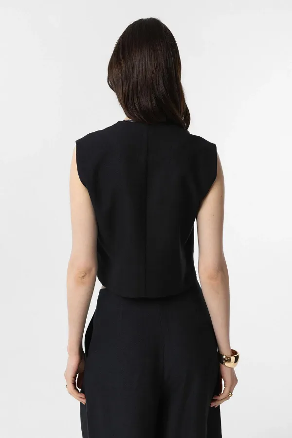 Gilet Antioch en lin mélangé noir pour femme