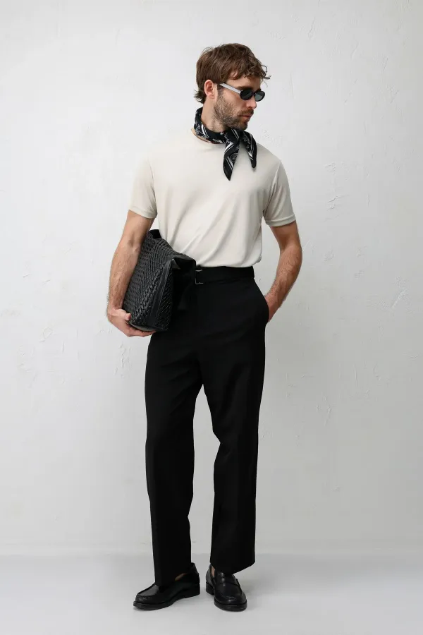 Antioch Siyah Relaxed Fit Kemerli Erkek Pantolon Antioch Siyah Relaxed Fit Kemerli Erkek Pantolon