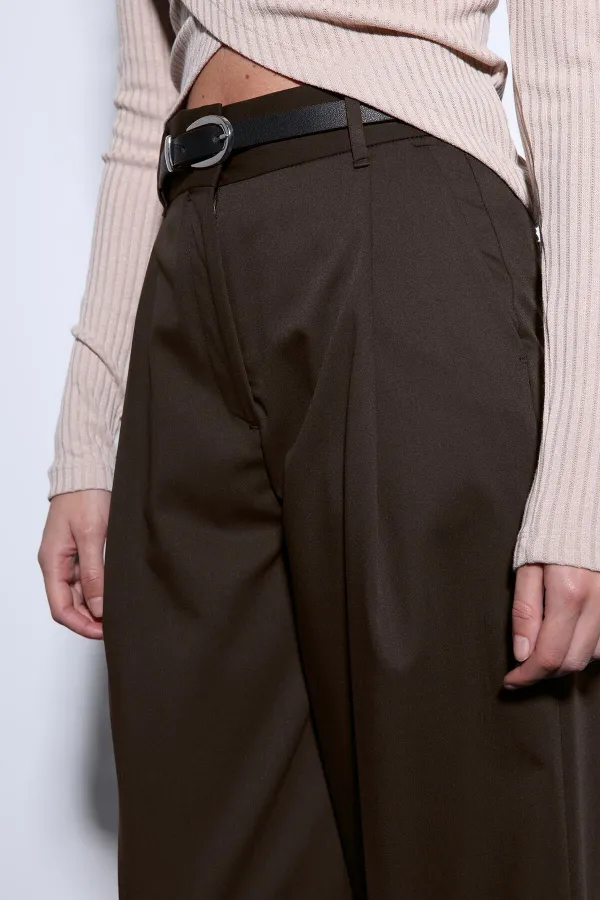 Antioch Açık Kahve Geniş Paça Kadın Pantolon