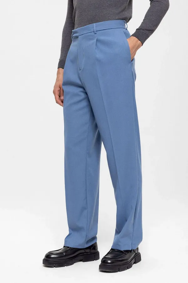 Antioch Blue High-Waisted Zip-Up Men's Trousers