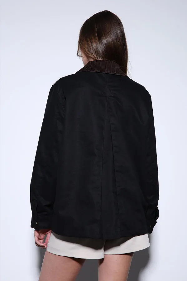 Veste Antioch noire à col contrastant pour femme