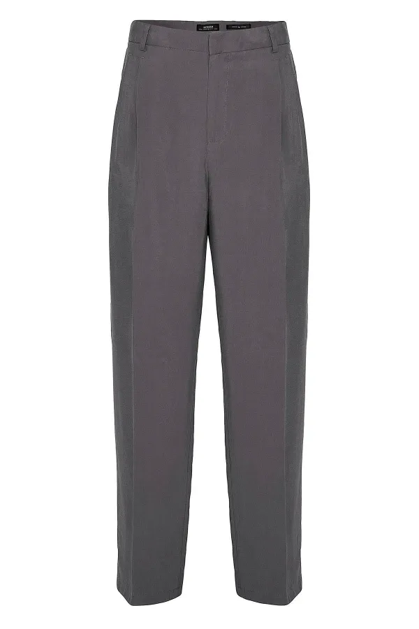 Antioch Antrasit Yüksek Bel Pileli Baggy Erkek Pantolon