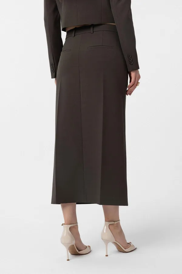 Jupe crayon Antioch Khaki pour femme avec fente