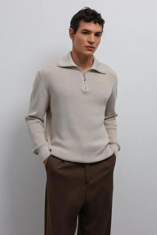 Antioch Stone Zipper Knit Men's Sweater